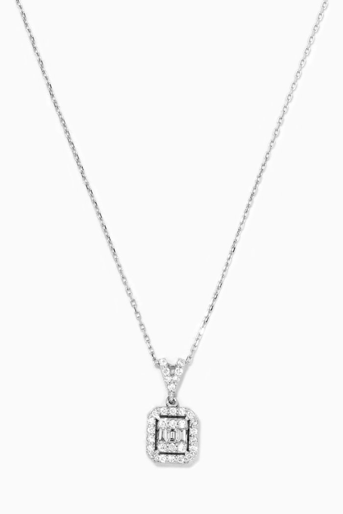 

Mystery Set Framed Diamond Pendant in 14kt White Gold, Silver