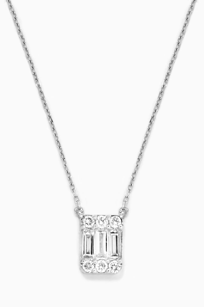 

Mystery Set Diamond Pendant in 14kt White Gold, Silver