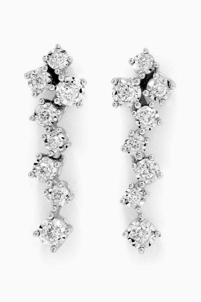 

Crystal Diamond Earrings in 14kt White Gold, Silver