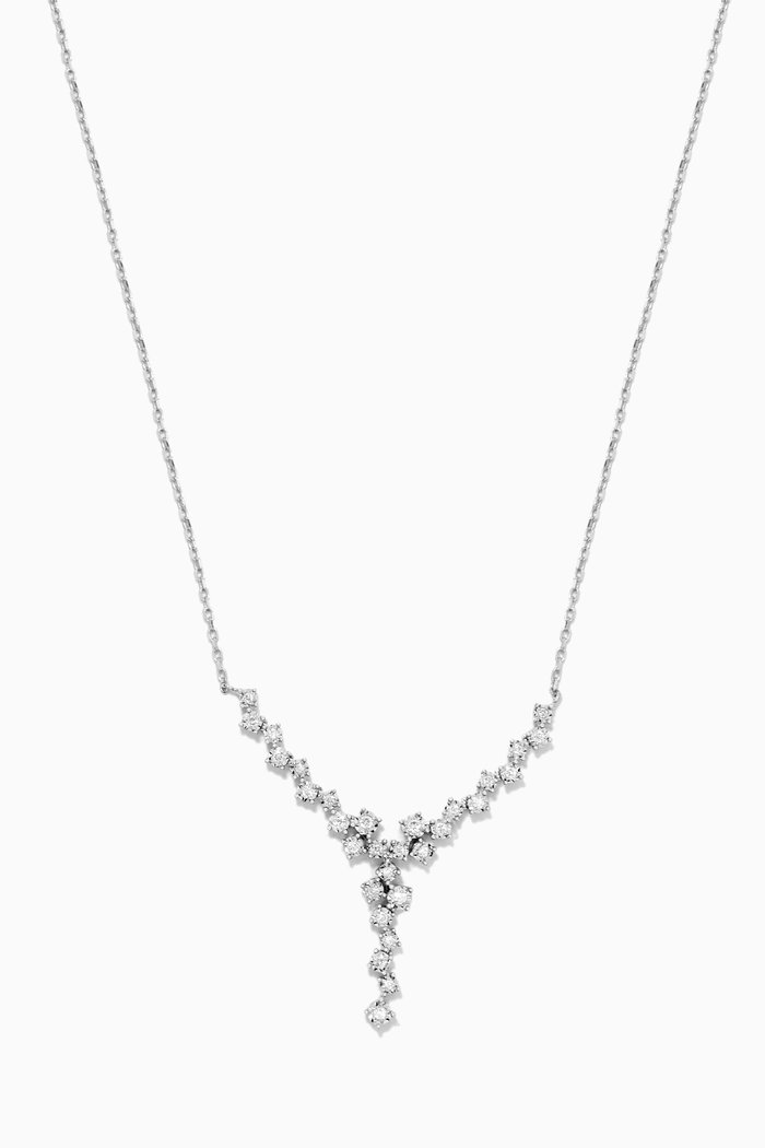 

Crystal Diamond Necklace in 14kt White Gold, Silver