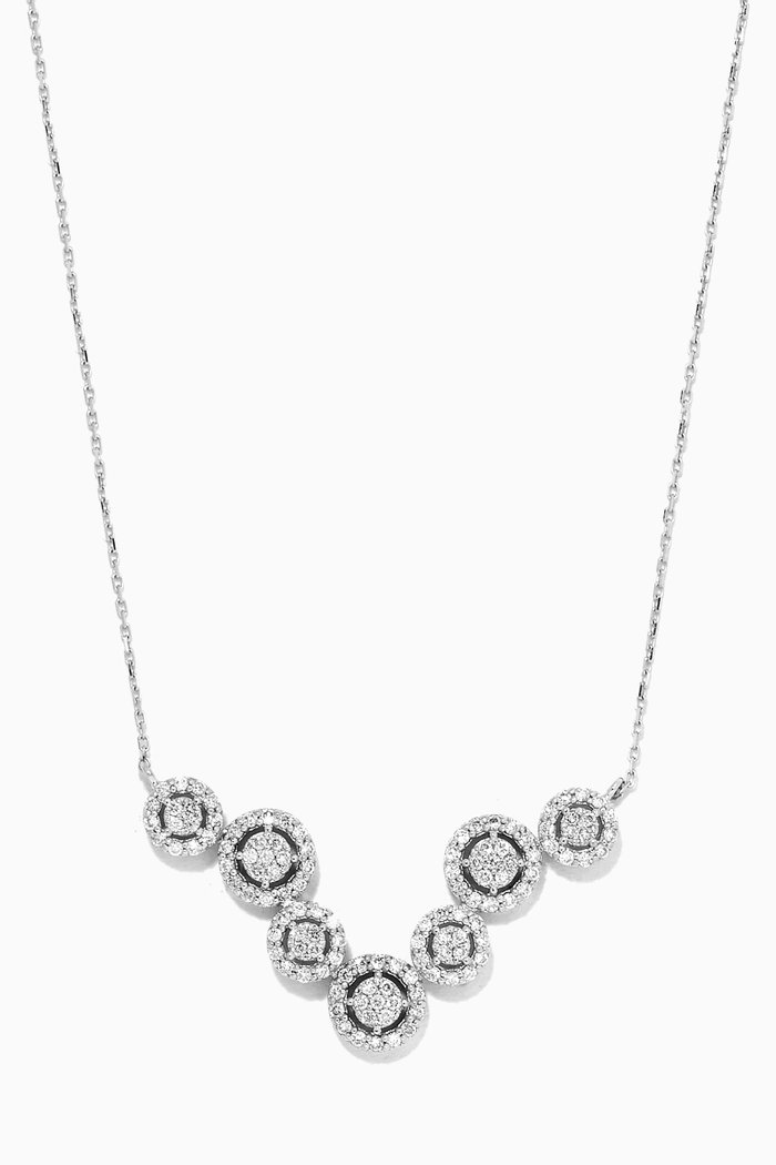

Round Mystery Set Cluster Diamond Pendant in 14kt White Gold, Silver