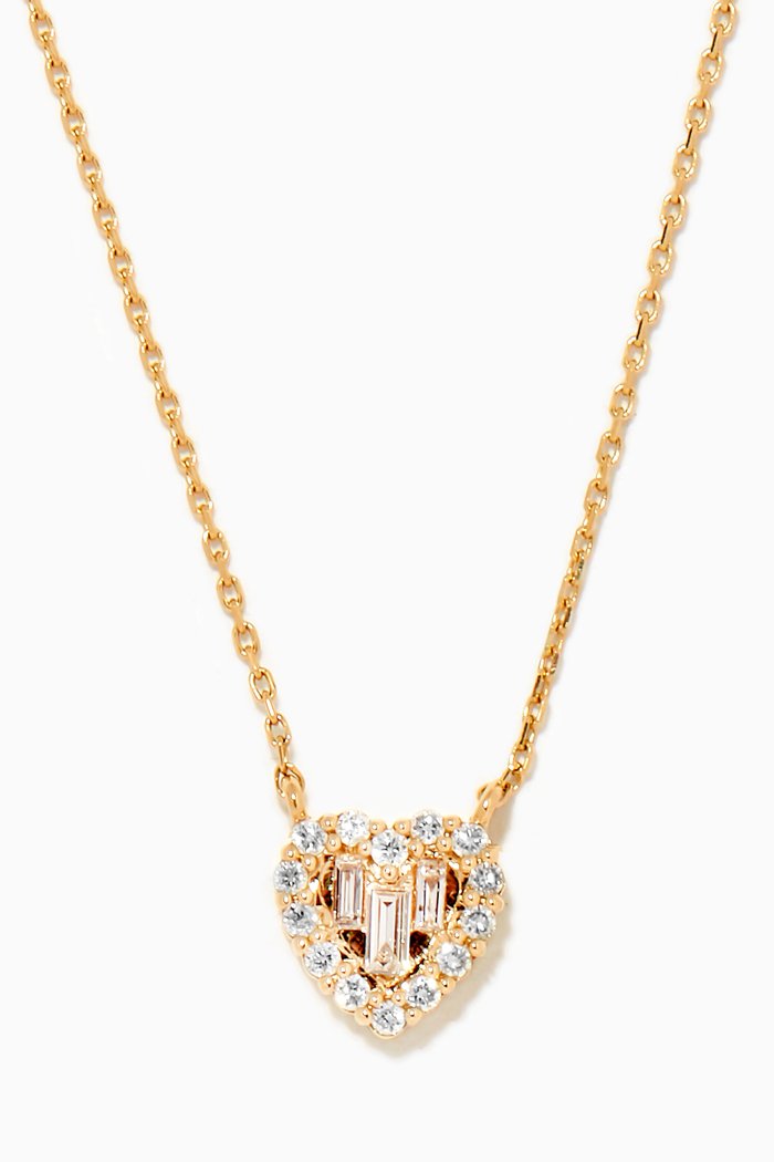 

Pavé & Baguette Diamond Heart Pendant in 14kt Yellow Gold