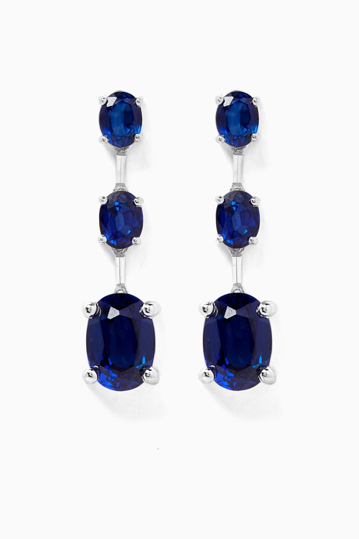 

Diamond & Sapphire Pendant Earrings in 14kt White Gold, Silver