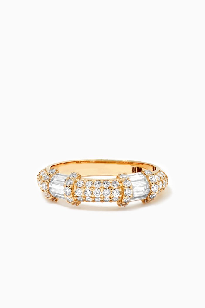 

Half Round Pavé & Channel Set Ring in 14kt Yellow Gold