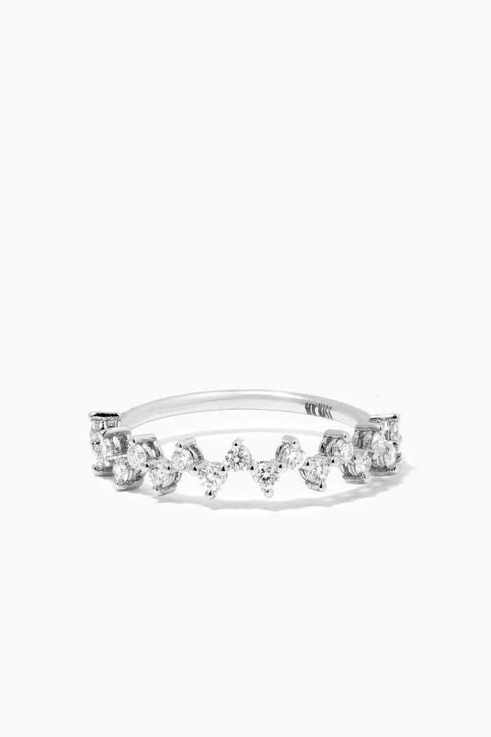 

Diamond Crown Ring in 14kt White Gold, Silver