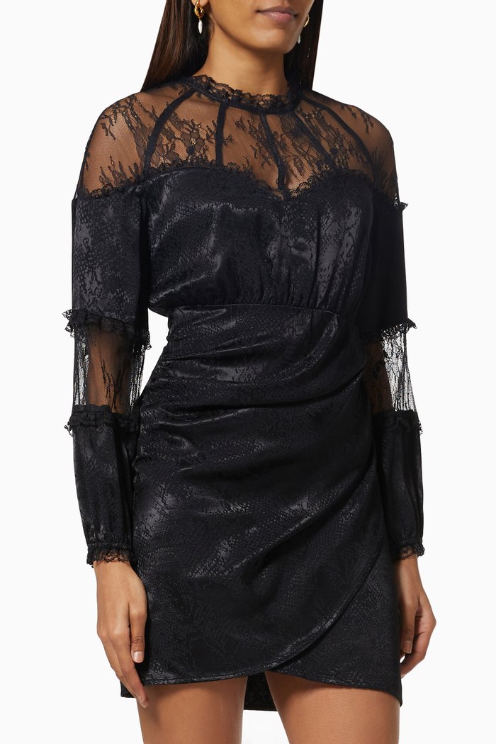 

Karakoram Dress in Lace Jacquard with Snake Motif, Black