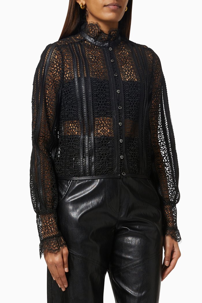 

Laquiaca Blouse in Macrame Lace, Black