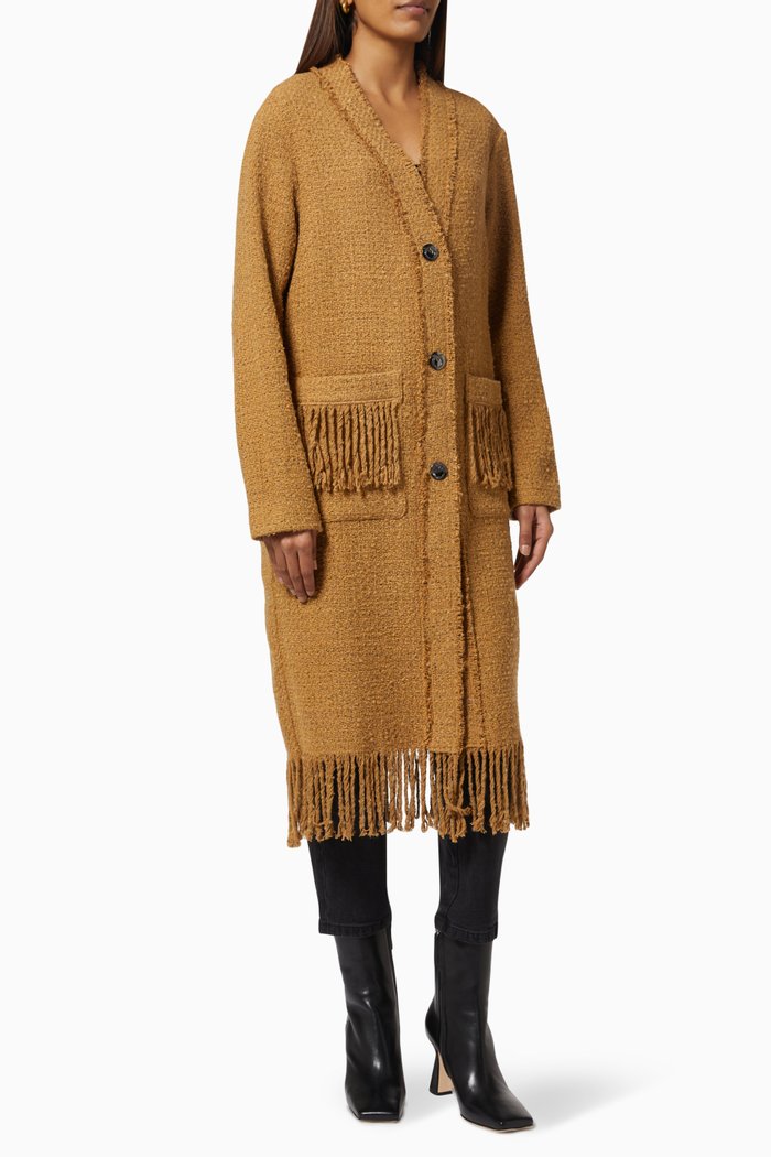 

Ancasti Coat with Fringes in Tweed, Neutral