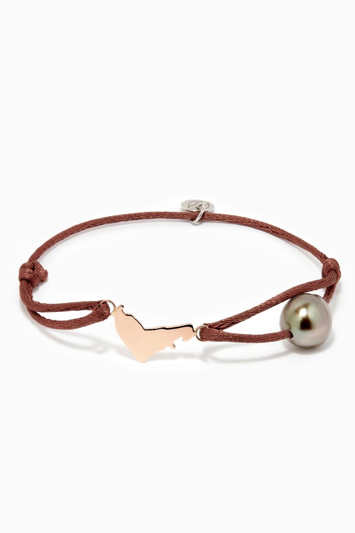 

Wan Design Pearl Bracelet with UAE Map Charm in 18kt Yellow Gold, Rose gold