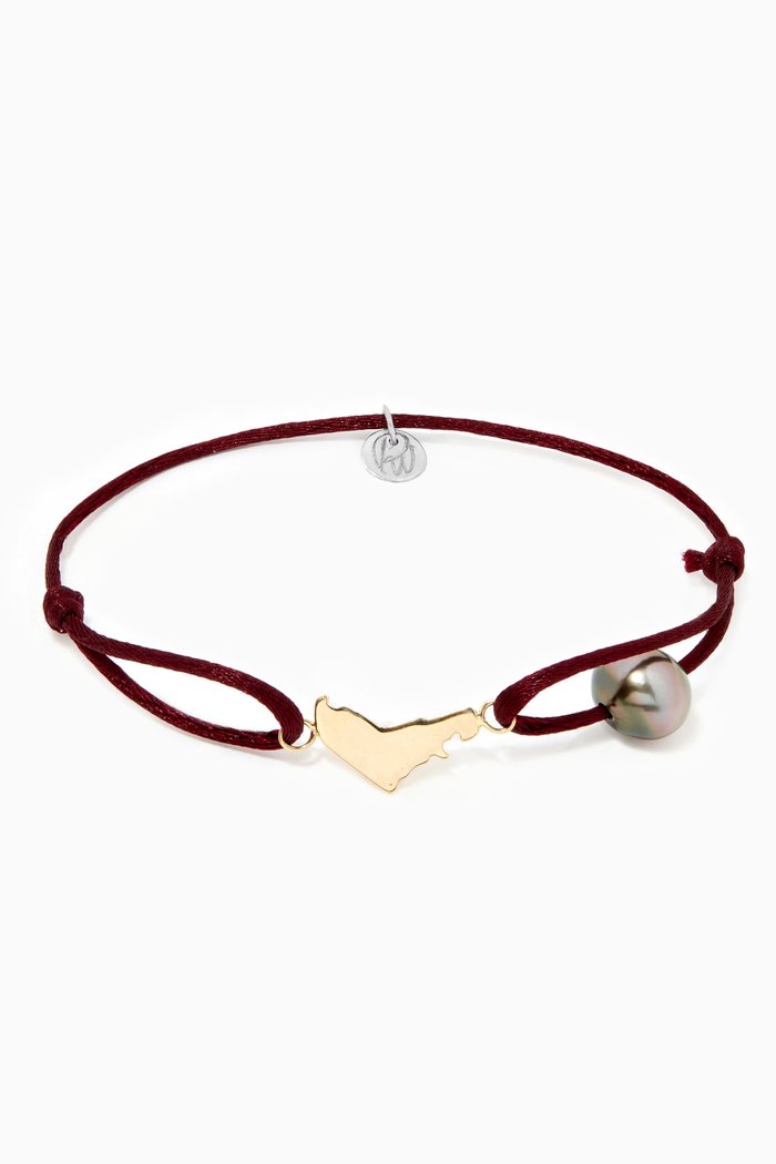 

Wan Design Pearl Bracelet with UAE Map Charm in 18kt Yellow Gold