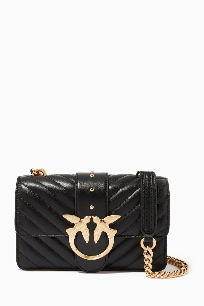

Mini Love Icon V Quilt 3 Bag in Leather, Black