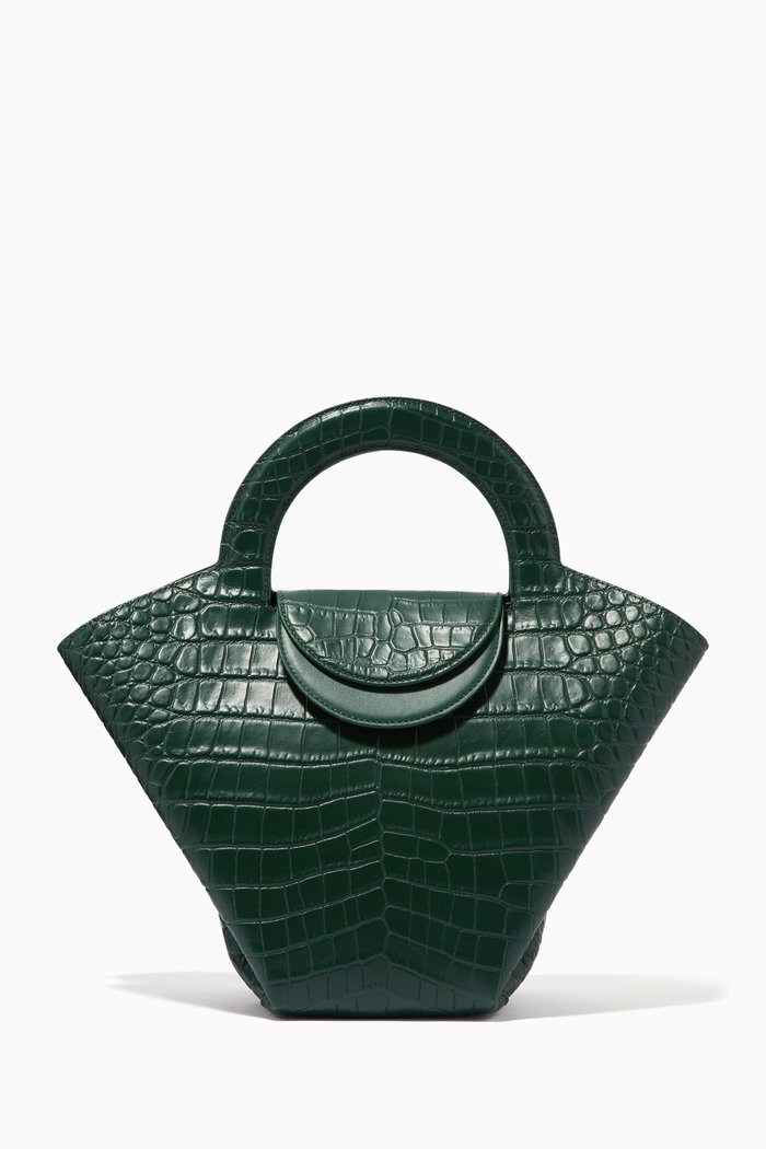

Medium Doll Bag in Croc-embossed Leather, Green
