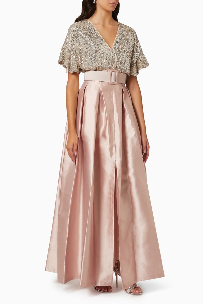 

Simone Embellished Gown in Mikado, Pink