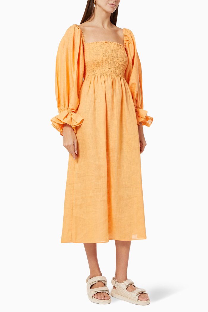 

Atlanta Dress in Linen, Orange