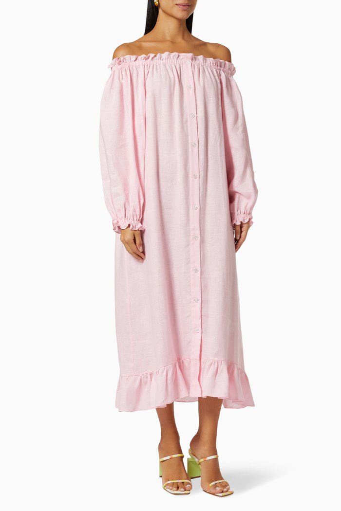 

Judas Tree Loungewear Dress in Linen, Pink