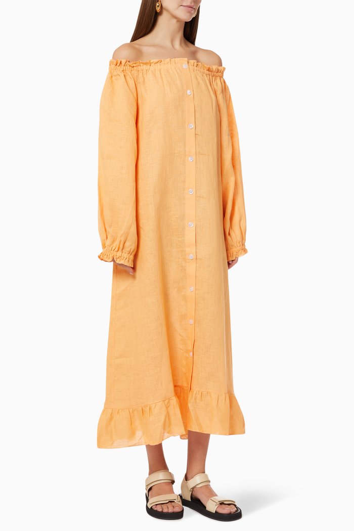 

Loungewear Dress in Linen, Orange