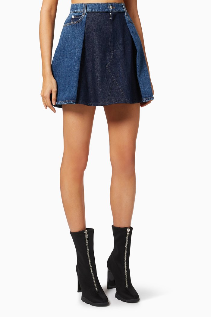 

Trompe l’oeil Mini Skirt in Denim, Multicolour