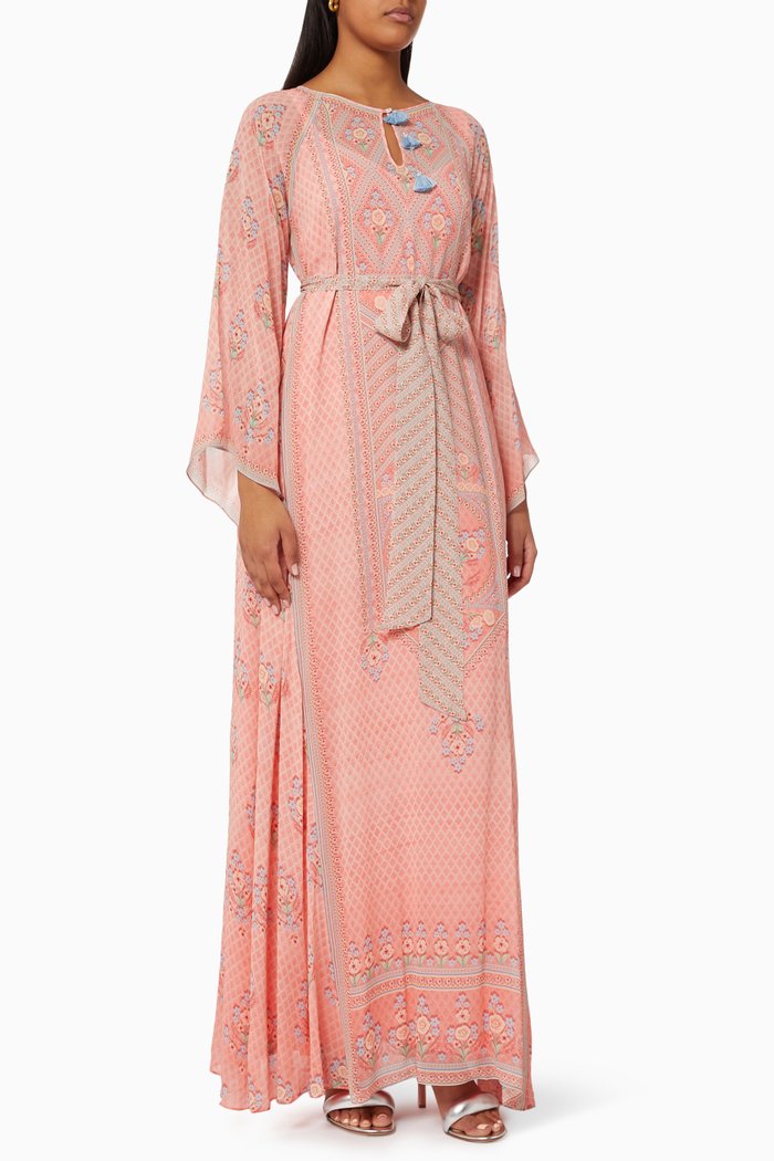 

Digital Print Kaftan in Bemberg, Pink
