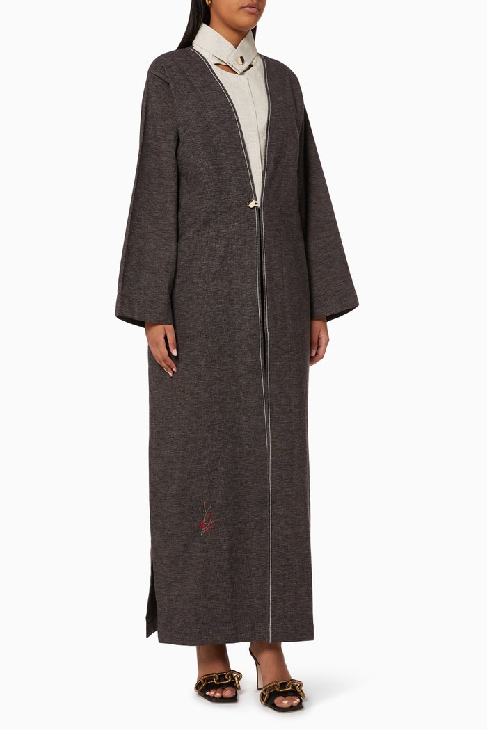 

Collared Abaya in Cotton, Grey