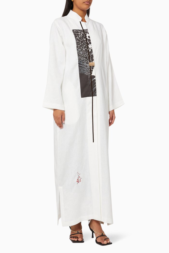

Art Panel Abaya in Linen, White