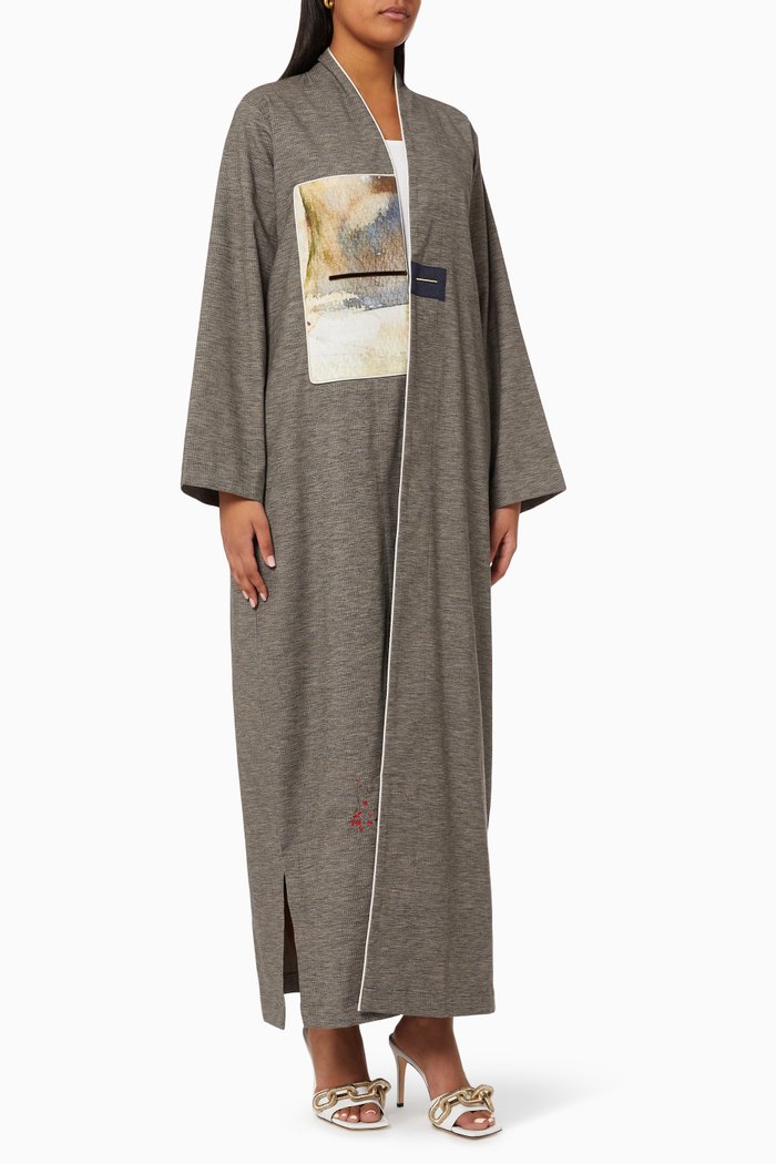 

Art Panel Abaya in Cotton, Grey