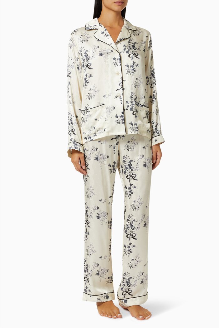 

Jane & Parker Pyjama Set in Viscose & Silk, Neutral