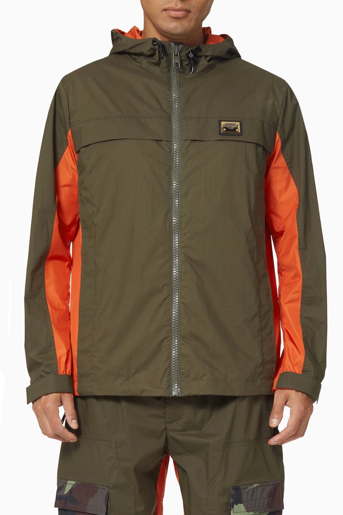 

Hooded Jacket in Cotton, Green