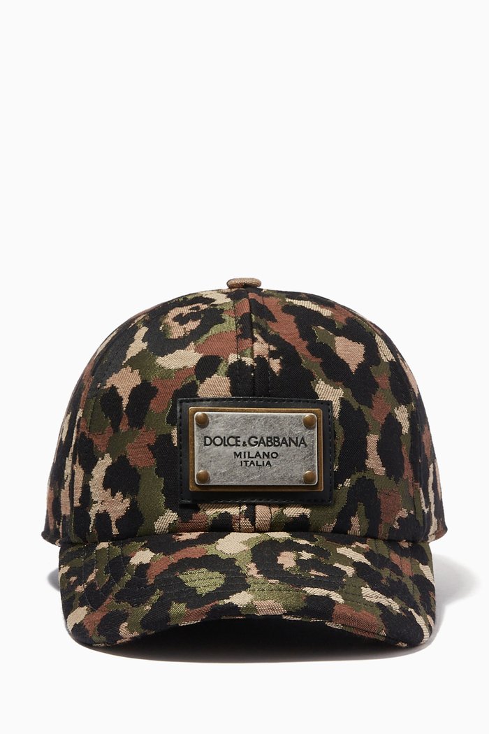 DG Plaque Baseball Cap in Camouflage Cotton Blend, Multicolour