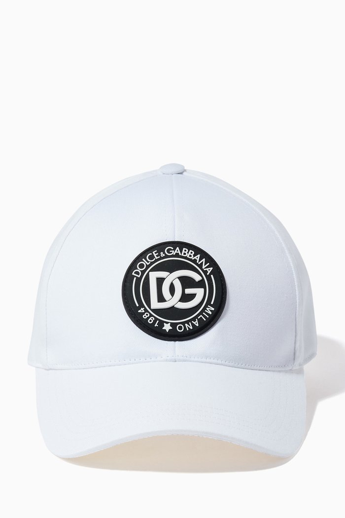 

D&G Patch Baseball Cap in Cotton Twill, White
