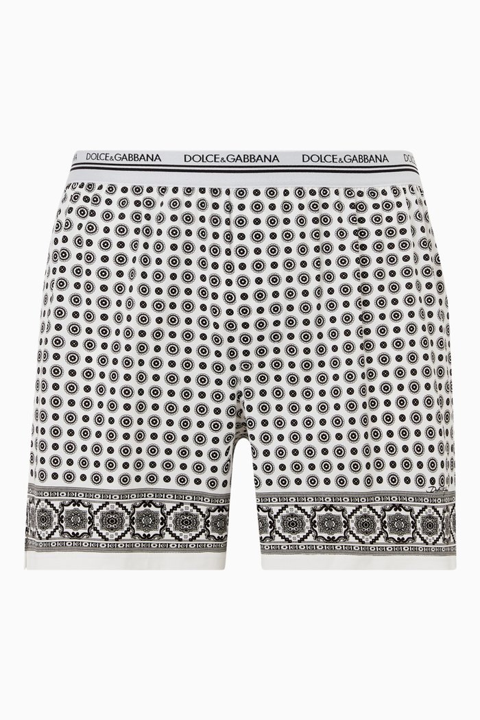 

DNA Tie Print Shorts in Cotton, White