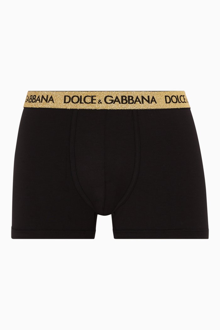 

Glittery Logo Boxers in Stretch Silk & Modal, Black