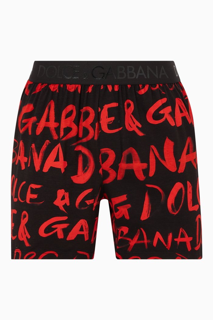 

Boxers in Allover Logo Two-way Stretch Cotton, Red