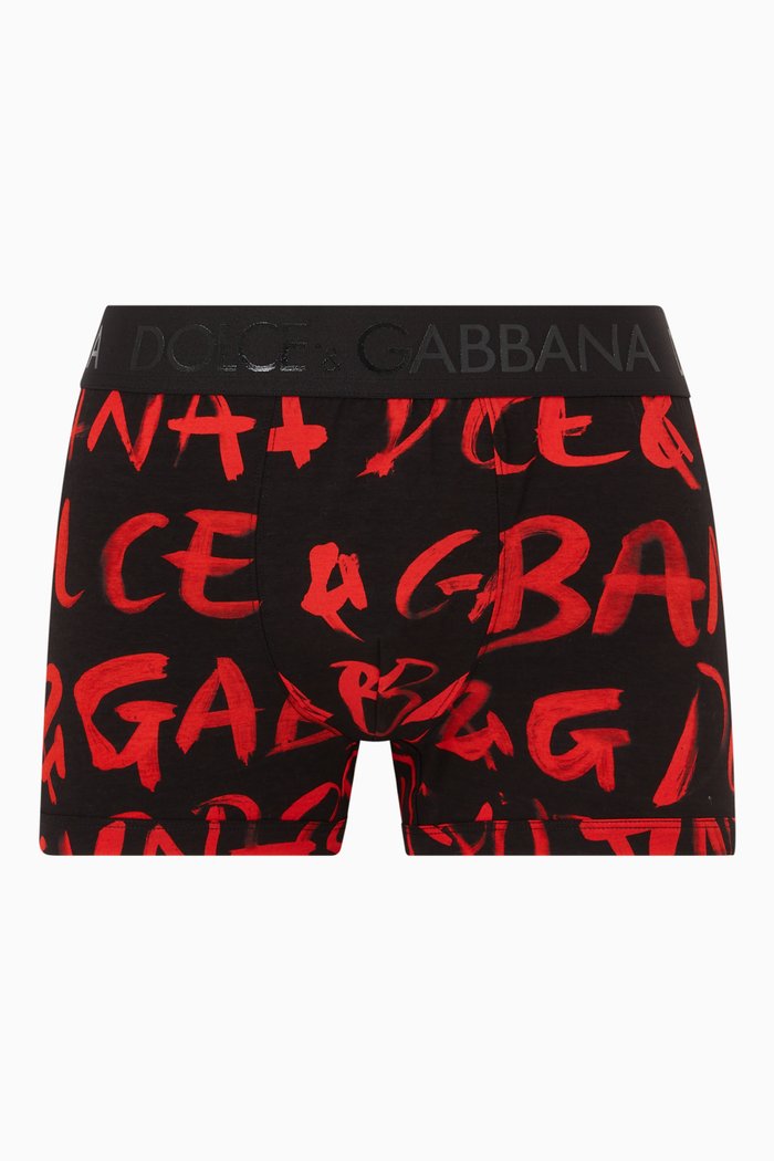 

Boxers in Allover Logo Two-way Stretch Cotton, Black