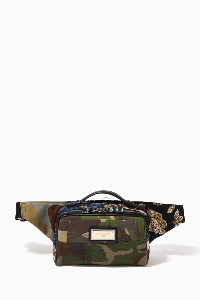 

Belt Bag in Camouflage Patchwork Fabric, Green