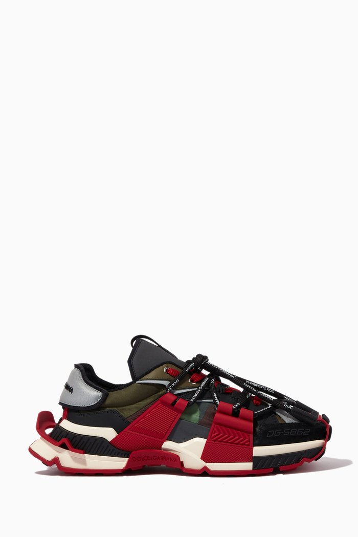 

Space Sneakers in Mixed Materials, Green