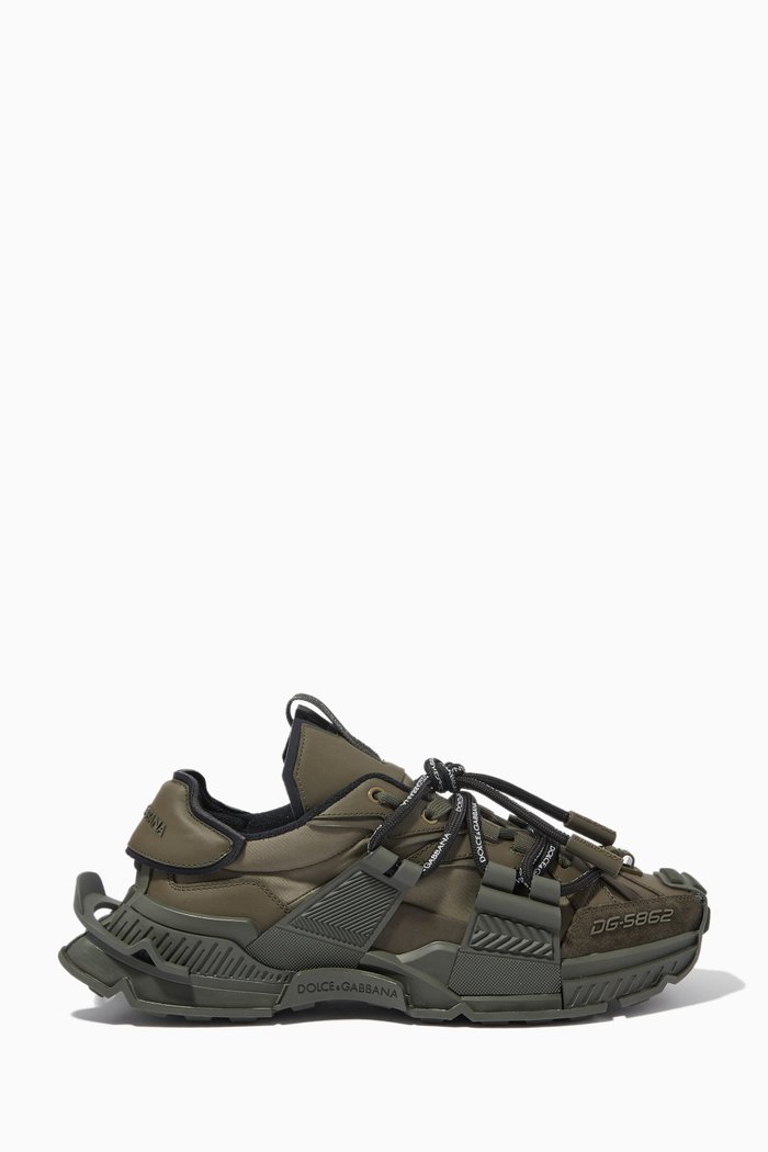 

Space Sneakers in Calfskin & Technical Fabric, Green