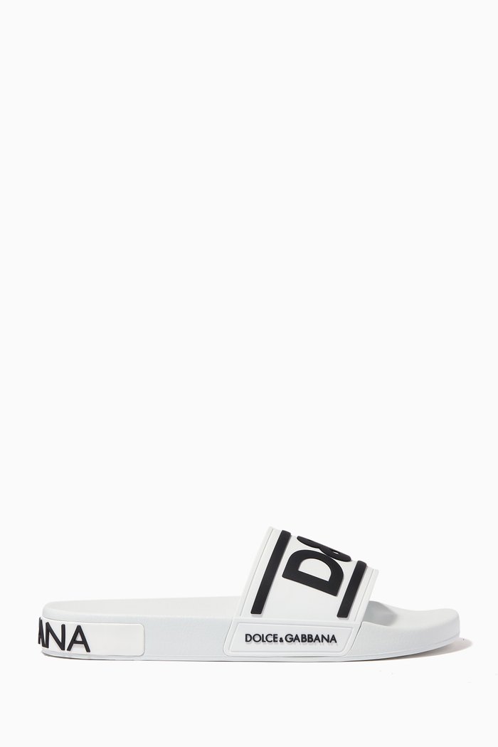 D&G Slides in Rubber, White