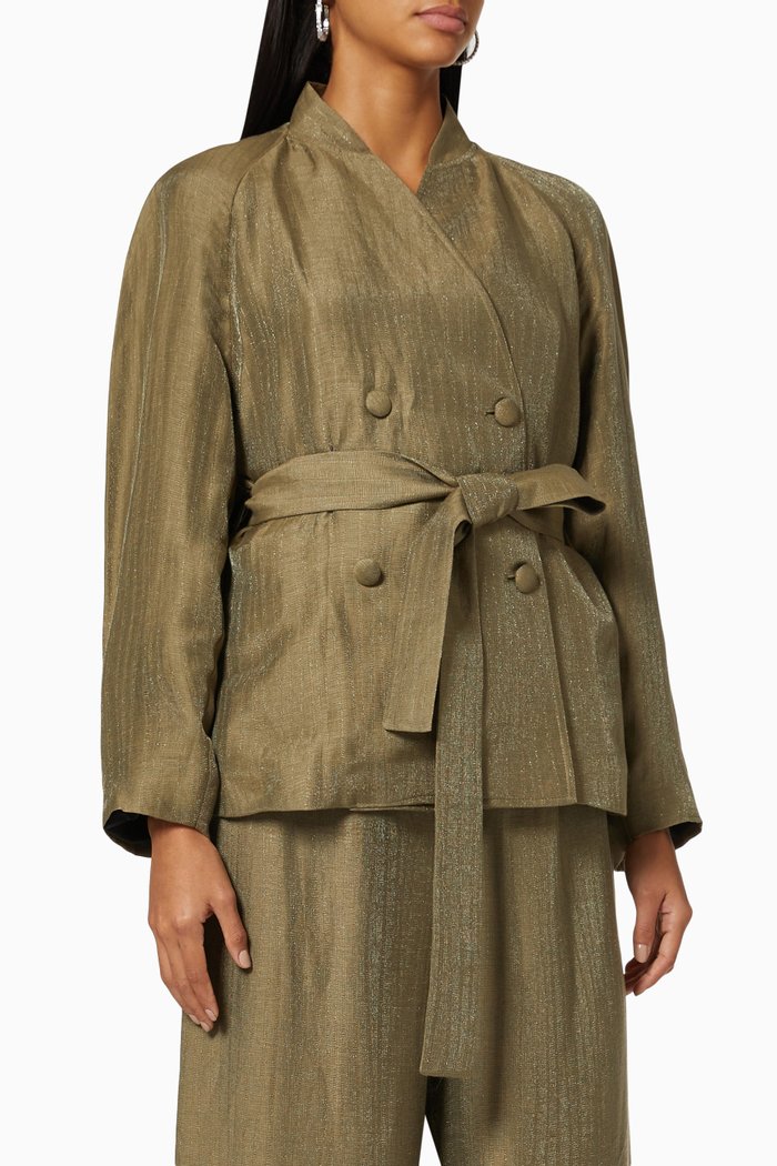 

Button Belted Jacket, Green