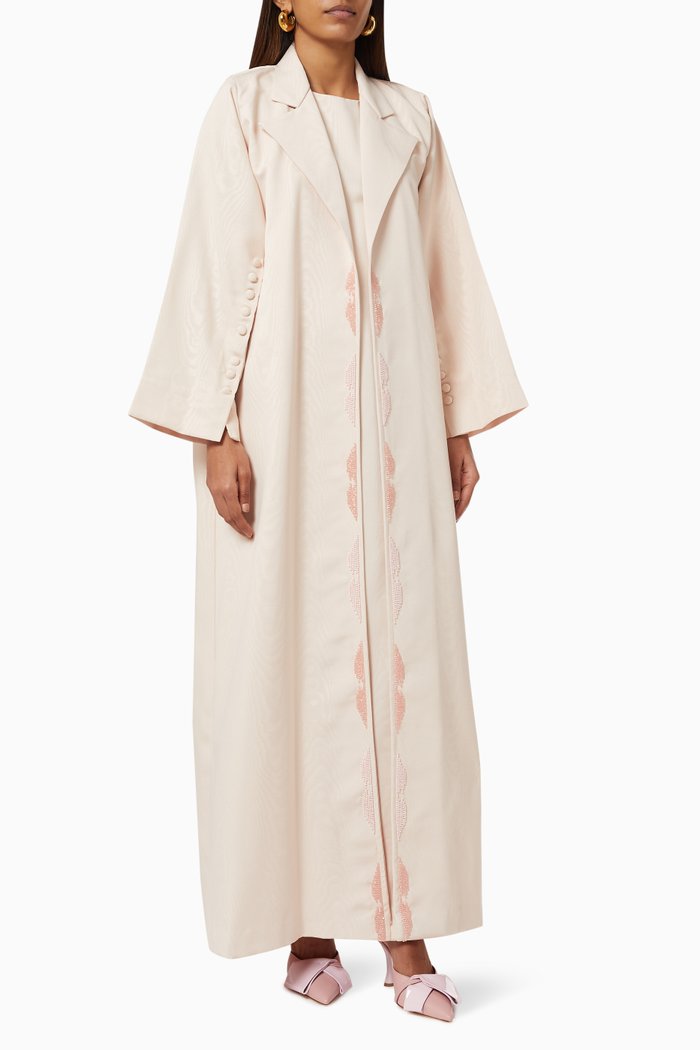 

Bead Embellished Abaya Set, Neutral