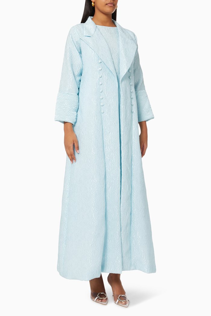 

Rouleu Button Abaya Set, Blue