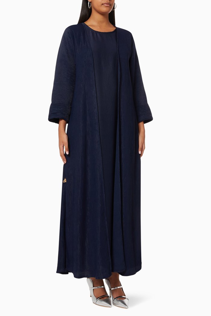 

Pleated Abaya Set, Blue