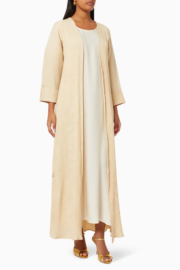 

Pleated Abaya Set, Neutral