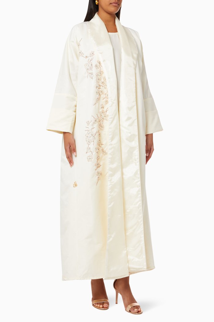 

Bead Embellished Abaya Set, Neutral