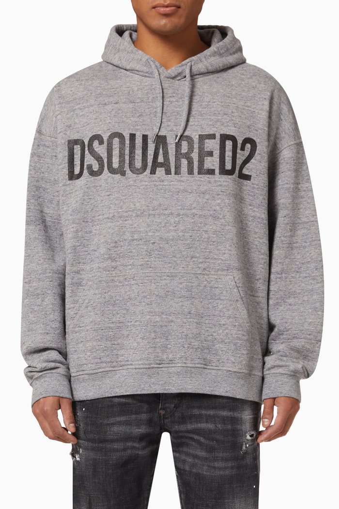 

Logo Drawstring Hoodie in Cotton, Grey