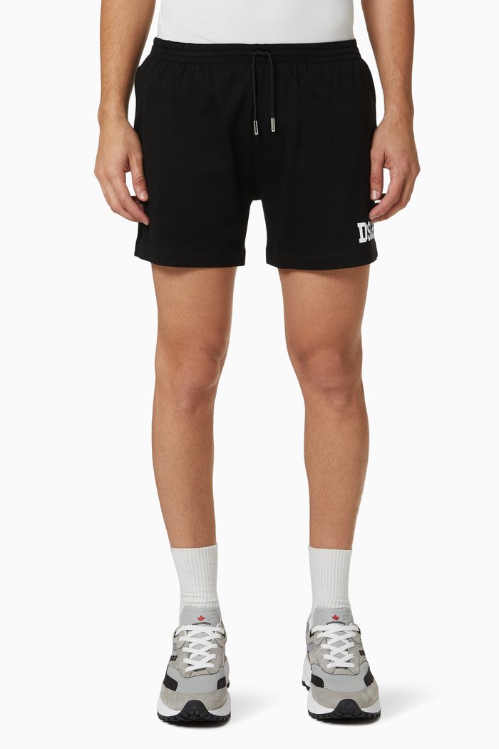 

Shorts in Mesh Cotton Jersey, Black