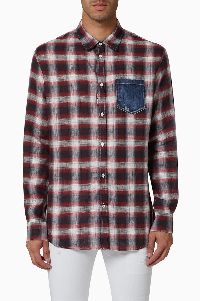 Checked Shirt in Linen, Multicolour