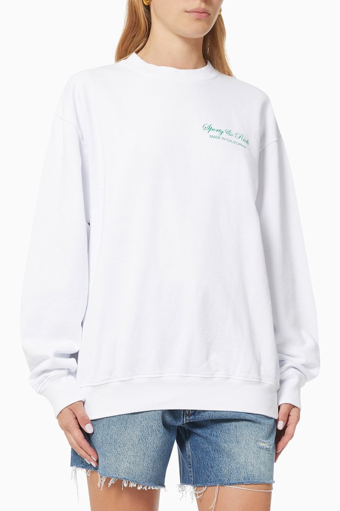 

Script Logo Crewneck Sweatshirt in Cotton, White