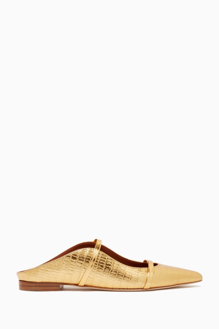 

Maureen Flats in Metallic Croc-embossed Leather, Gold