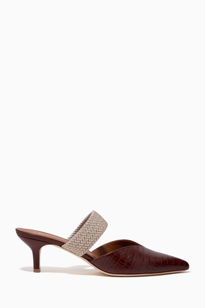 

Maisie 45 Mules in Croc-embossed Leather, Brown