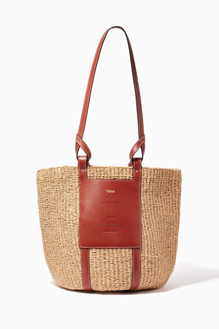 

x Mifuko Large Basket Bag in Fair Trade Paper & Leather, Brown